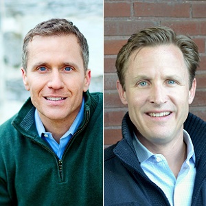 Headshot photos of Eric Greitens and Spencer Kympton