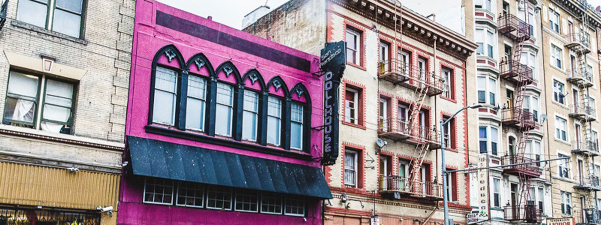 Pink building front in San Francisco