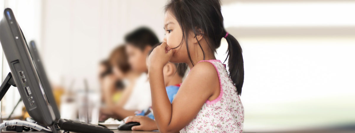 Little girl at a computer