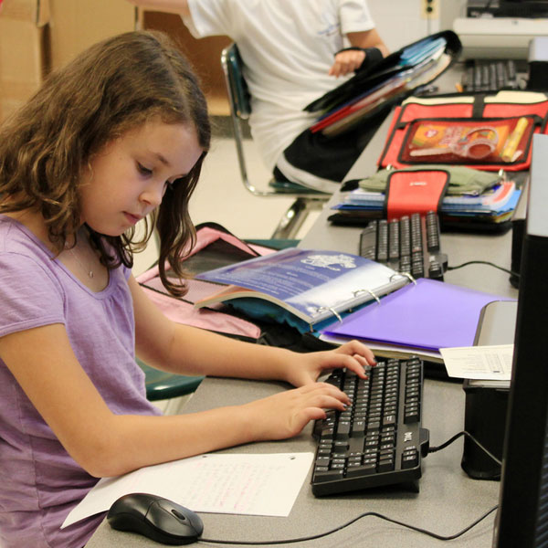 Students working on computers