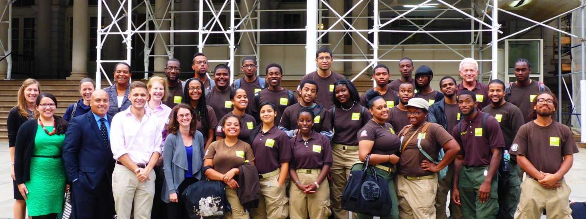 Green City Force fellows in front of building