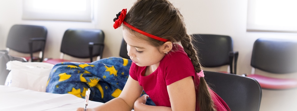 little girl doing homework