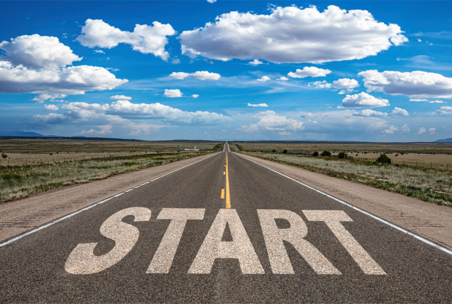 Long road with the word Start on it