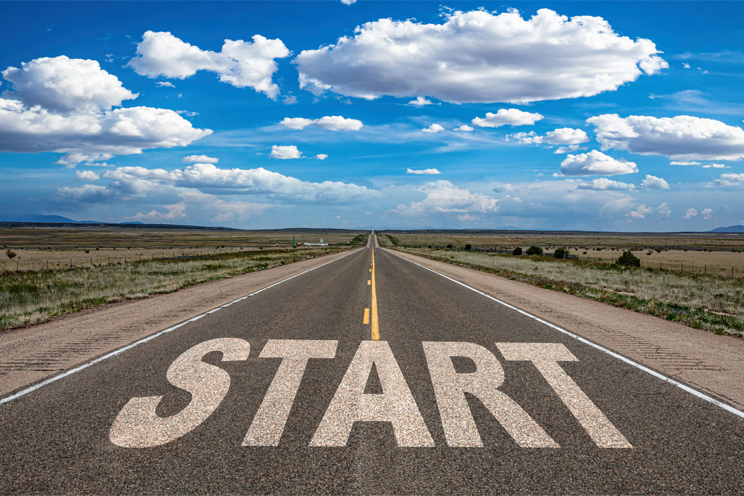 Long road with the word Start on it