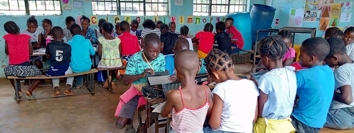African children learn in a classroom
