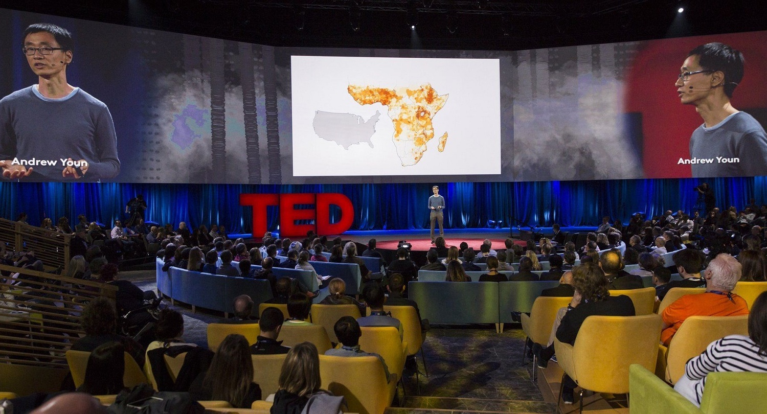 Andrew Youn on stage at TED