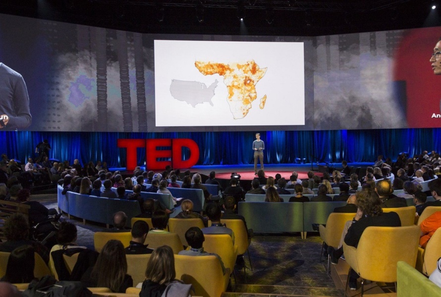 Andrew Youn on stage at TED
