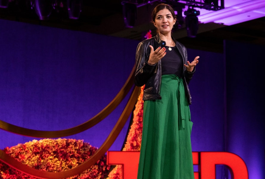 Zarlasht Halaimzai speaks at SESSION 2 at TEDWomen 2021: What Now? December 1-3, 2021, Palm Springs, California. Photo: Marla Aufmuth / TED